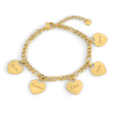 KAYA sieraden Armband met Namen | 5 Hartjes