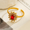 KAYA sieraden Verstelbare Ring Bloom met Kristallen | Rood