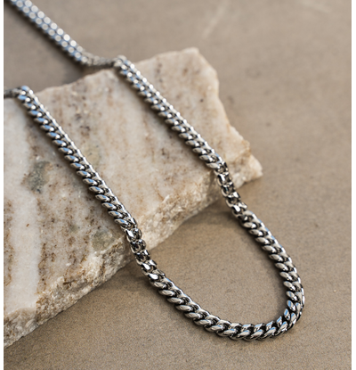 KAYA sieraden Long Steel Men's Necklace Gourmet Silver | 6 mm