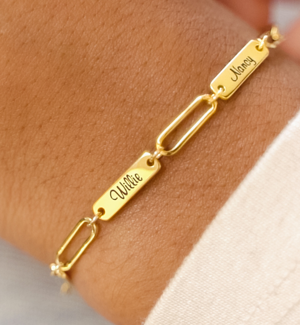 KAYA sieraden Gepersonaliseerde Schakelarmband met 2 Namen 'Closed Forever'