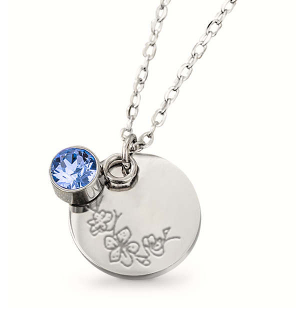 KAYA sieraden Birthstone with Birth Flower Necklace I March
