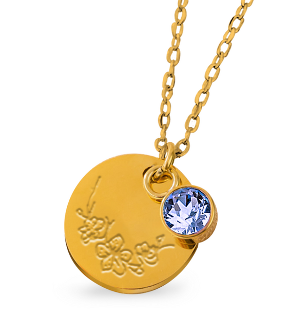 KAYA sieraden Birthstone with Birth Flower Necklace I March