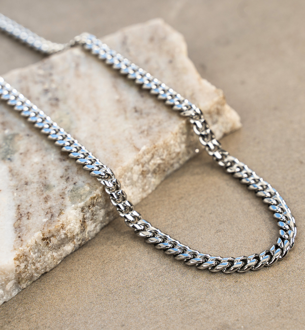 KAYA sieraden Men’s stainless steel gourmet necklace silver | 6 mm