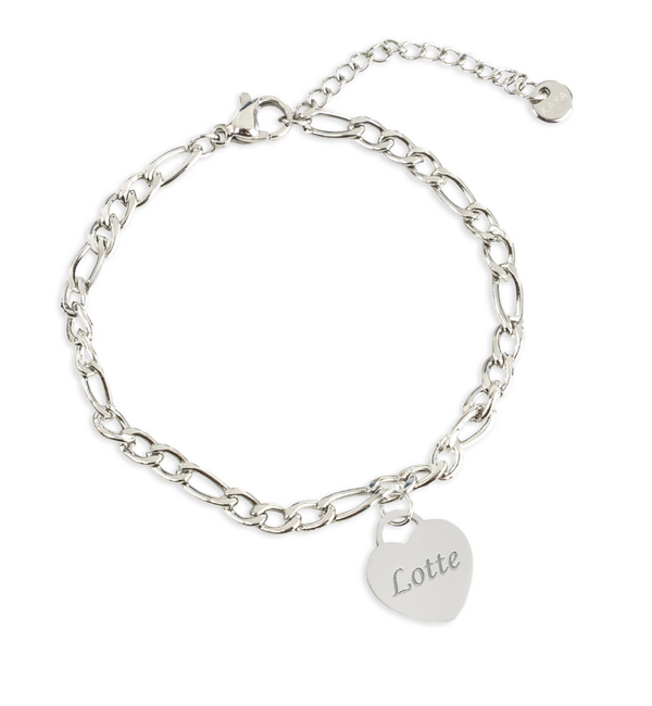 KAYA sieraden Bracelet with Name | 1 Heart | Stainless Steel