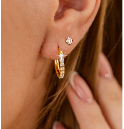 KAYA sieraden 2 Delige Oorbellen Set Shiny Crystal