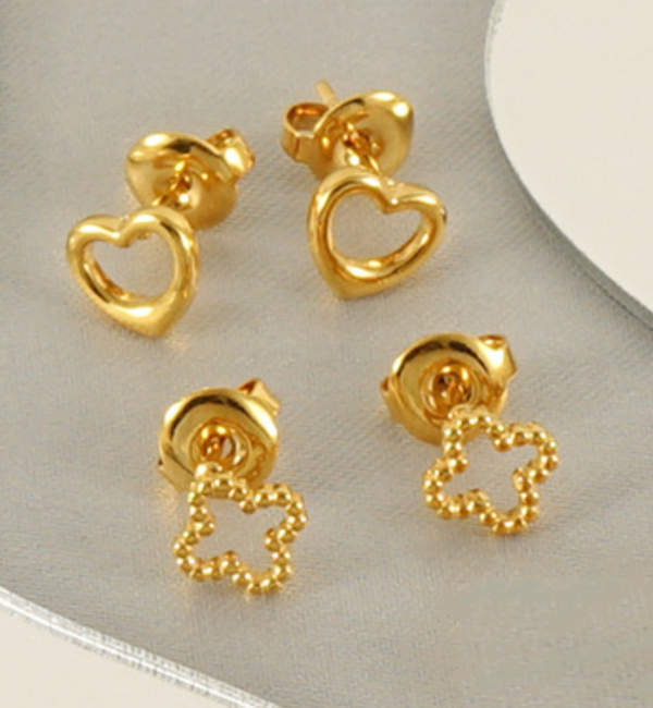 KAYA sieraden Oorbellen open hartjes goud |  Stainless Steel