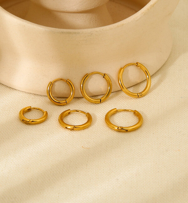 KAYA sieraden 3 delige set oorringen  I 12-14-16 mm