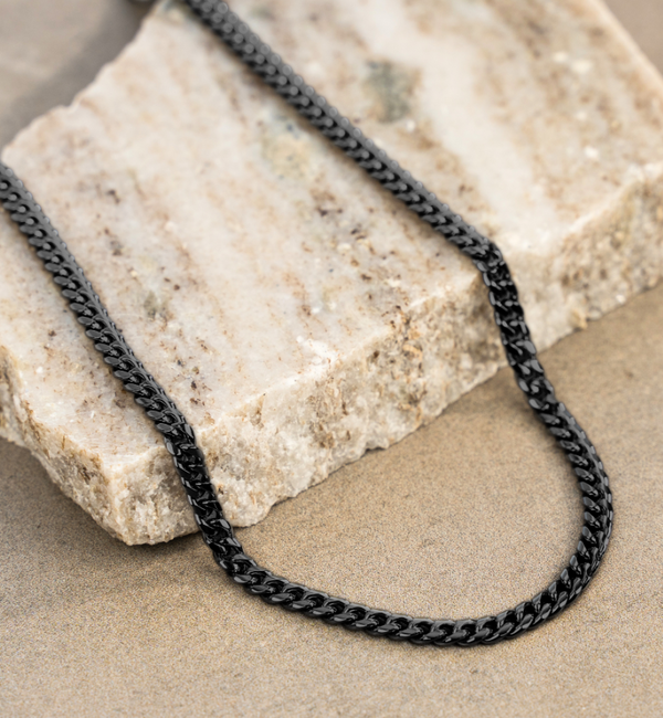 KAYA sieraden Vader en Zoon Stalen Gourmet Armbanden Set Zwart | 4 mm