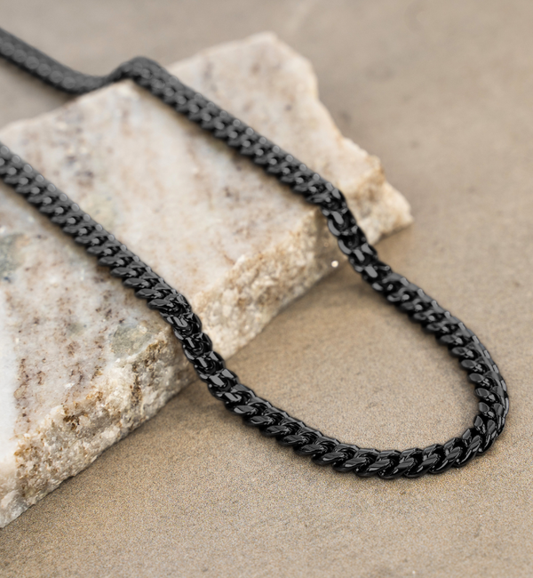 KAYA sieraden Men’s stainless steel gourmet necklace black | 6 mm