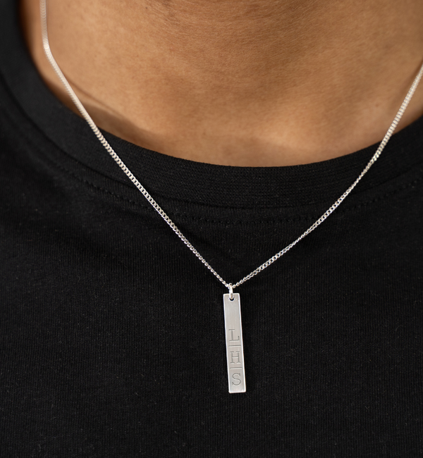 KAYA sieraden  Heren Bar Ketting met Initialen - Kies Aantal Initialen