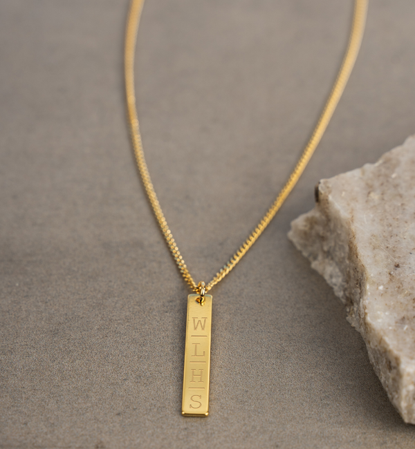 KAYA sieraden  Heren Bar Ketting met Initialen - Kies Aantal Initialen
