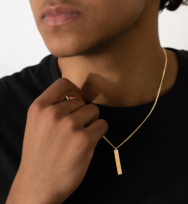 KAYA sieraden  Men's Bar Chain with Initials - Choose Number of Initials