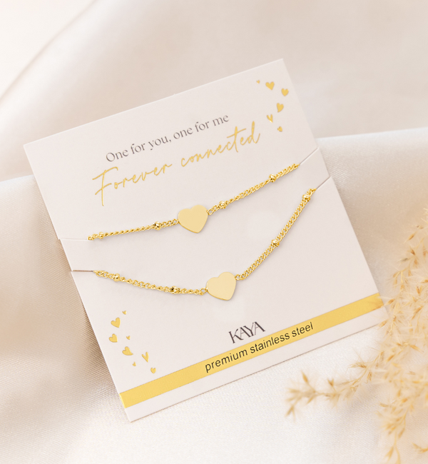 KAYA sieraden Vriendinnen Armbanden Set met Hartje | Stainless Steel