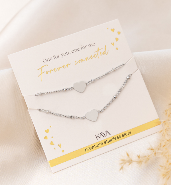 KAYA sieraden Vriendinnen Armbanden Set met Hartje | Stainless Steel