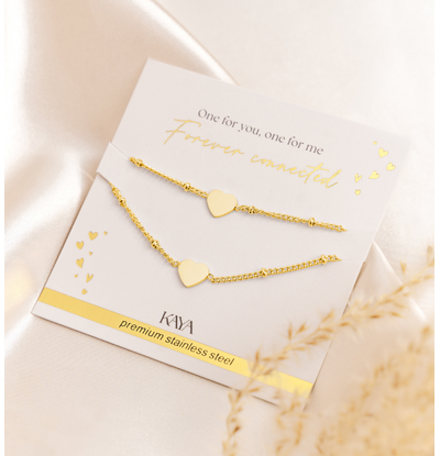 KAYA sieraden Sisters bracelet set with heart | Stainless Steel