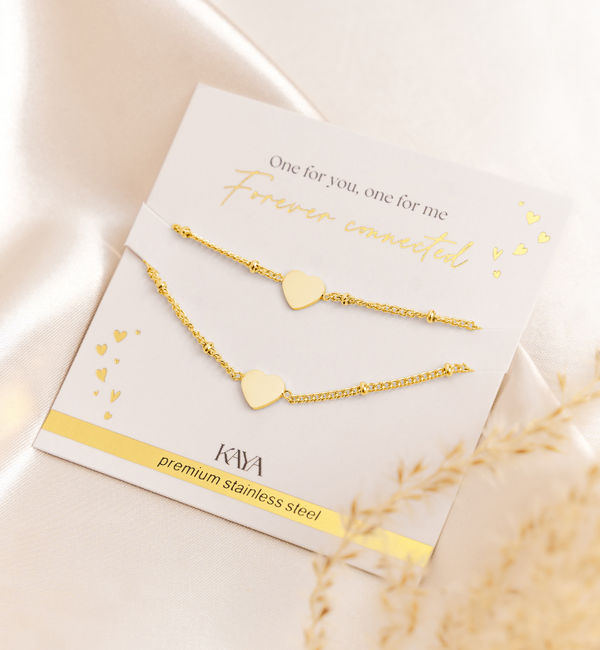 KAYA sieraden Sisters bracelet set with heart | Stainless Steel