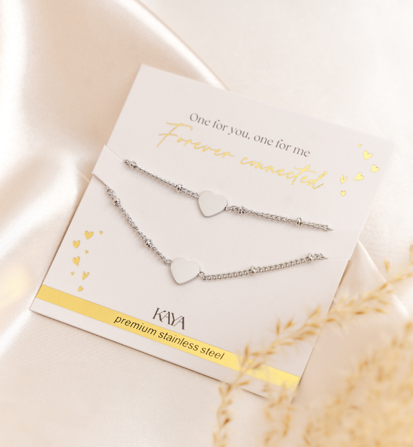 KAYA sieraden Sisters bracelet set with heart | Stainless Steel