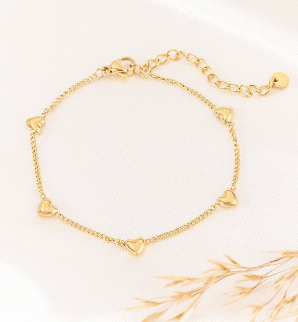 KAYA sieraden Armband 5 cute hartjes I Stainless Steel