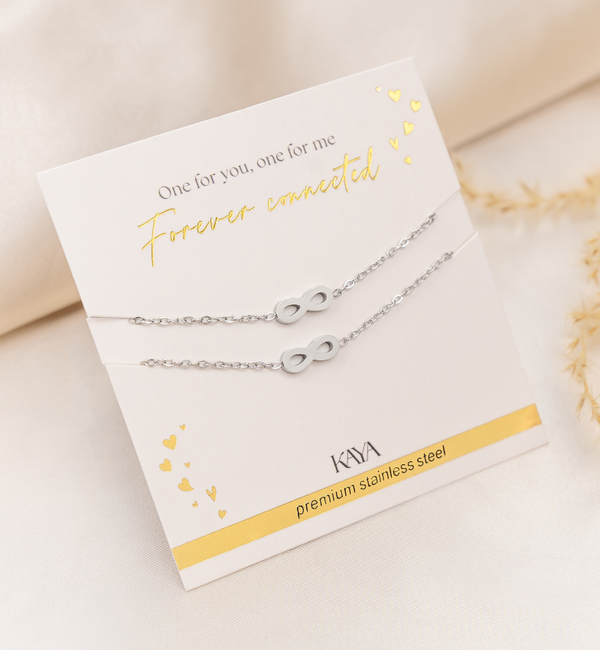 KAYA sieraden Bracelet Set 'Infinity' Stainless Steel Silver