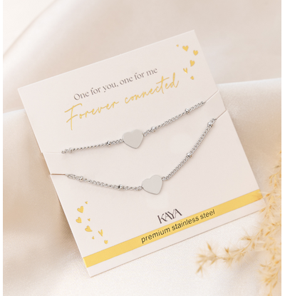 KAYA sieraden Moeder en Dochter Armbanden Set 'Hartjes'
