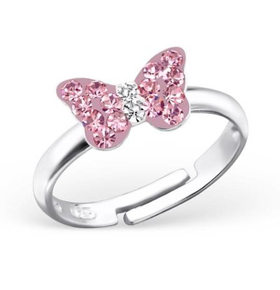 KAYA sieraden Silver children’s ring ‘Pink Butterfly’