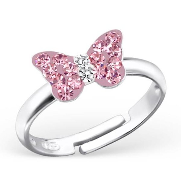 KAYA sieraden Silver children's ring 'Pink Butterfly'