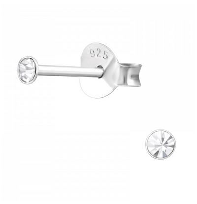 KAYA sieraden Kinderoorbellen Mini Silver Crystal