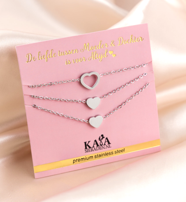 KAYA sieraden Moeder & Dochters Armbanden 'Hartjes'| Stainless Steel