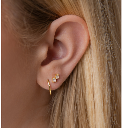 KAYA sieraden 2 Delige Set Ooringen en  Luxe Kristal Studs