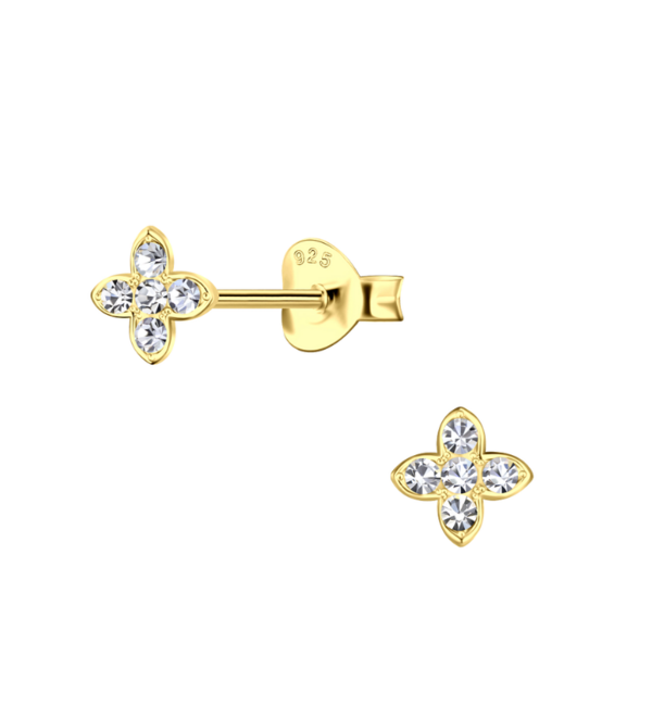 KAYA sieraden 2 Delige Set Oorringen met Kristal en Flower Studs