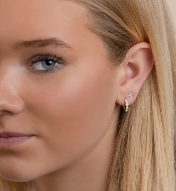 KAYA sieraden 2-Piece Set of Hoop Earrings with Crystal and Flower Studs