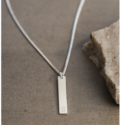 KAYA sieraden Heren Bar Ketting met 1 Initiaal