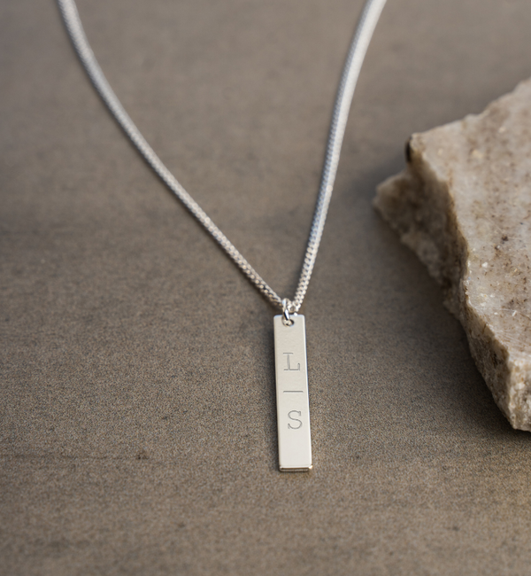 KAYA sieraden Heren Bar Ketting met 2 Initialen