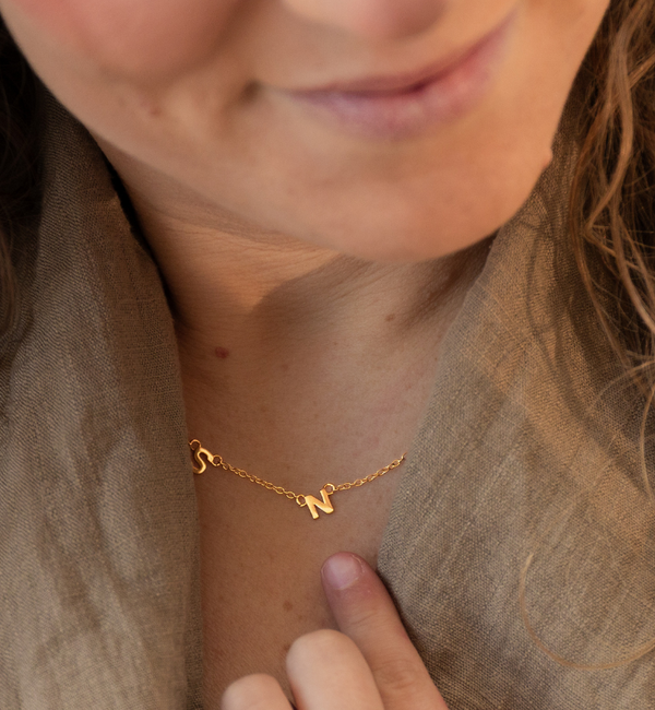 KAYA sieraden Letter Ketting  'Horizontaal' | Kies je Bedels