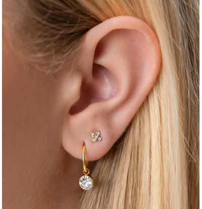 KAYA sieraden 2 Delige Set Oorringen en Flower Studs I Verguld