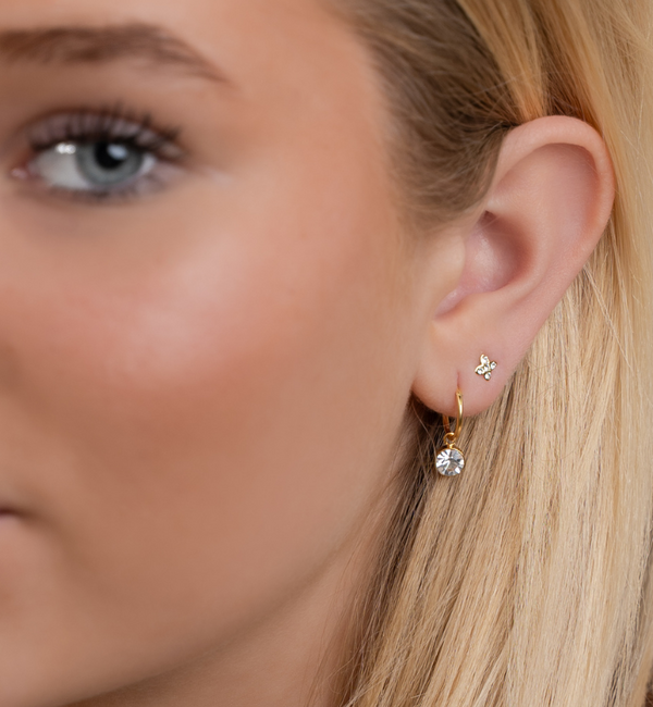 KAYA sieraden 2-Piece Set of Hoop Earrings and Flower Studs with Crystal