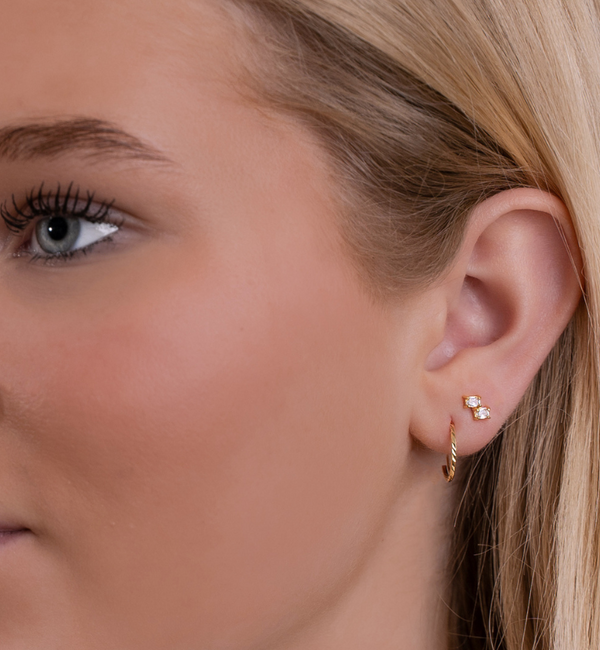 KAYA sieraden 2 Delige Set Ooringen en  Luxe Kristal Studs