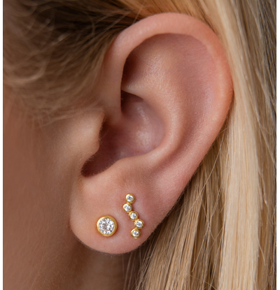 KAYA sieraden 2 Delige Set Studs met Kristallen I Verguld