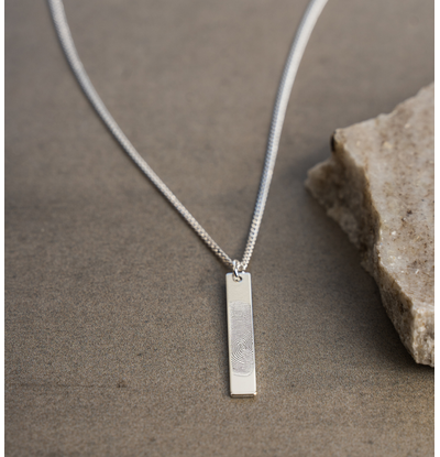 Gegraveerde sieraden Men's Bar Chain with Fingerprint