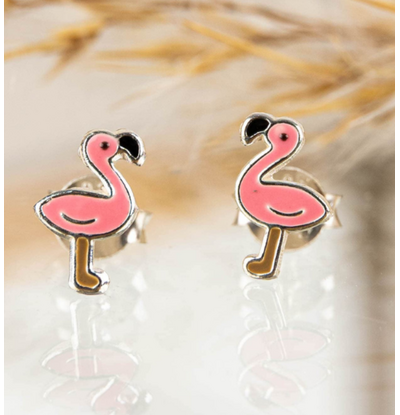 KAYA sieraden Silver children’s earrings ‘Flamingo’