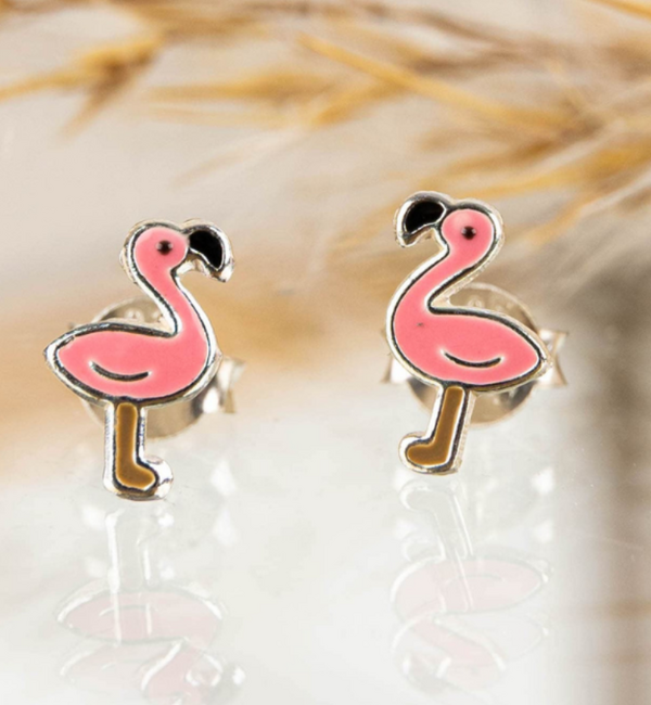 KAYA sieraden Silver children’s earrings ‘Flamingo’