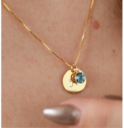 KAYA sieraden Geboortesteen Ketting Initiaal