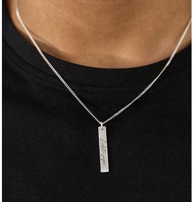 KAYA sieraden Heren Bar Ketting met Eigen Handschrift