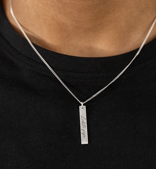 KAYA sieraden Heren Bar Ketting met Eigen Handschrift