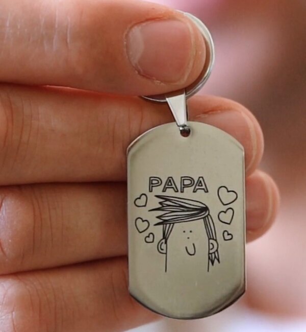 KAYA sieraden Stainless Steel keychain Drawing | Oval
