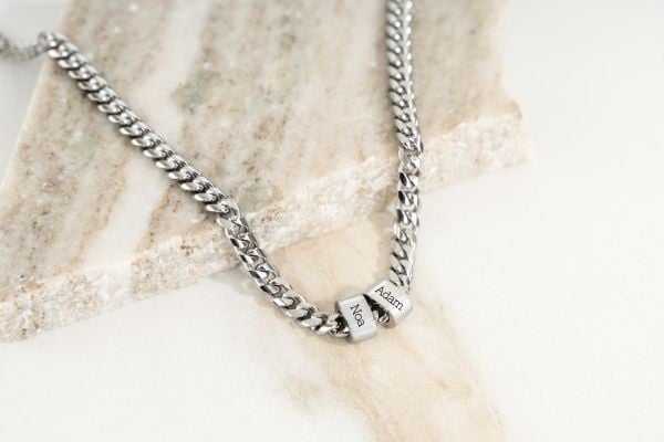 Gourmet schakelketting met twee namen stainless steel