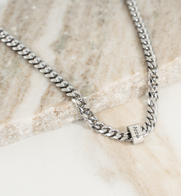 KAYA sieraden Heren schakelketting Gourmet  met Namen | Stel Zelf Samen | 4 mm
