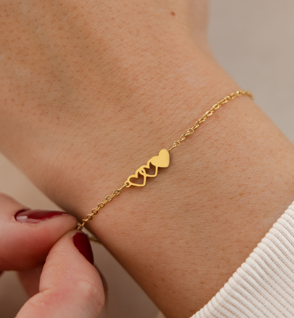 KAYA sieraden Armbanden drie hartjes set "Moeder & 2 Dochters'