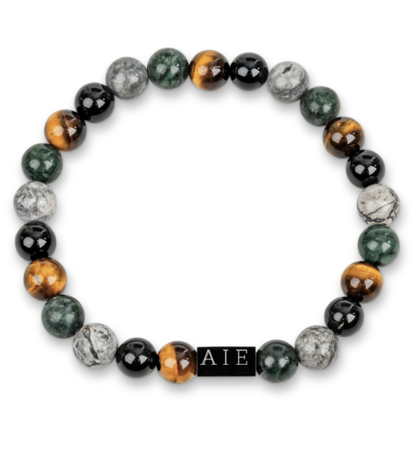 KAYA sieraden 2 delige Set: Edelstenen & Leren Armband met gravure