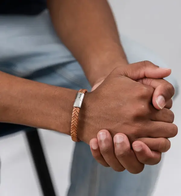 KAYA sieraden 2 delige Set: Edelstenen & Leren Armband met gravure